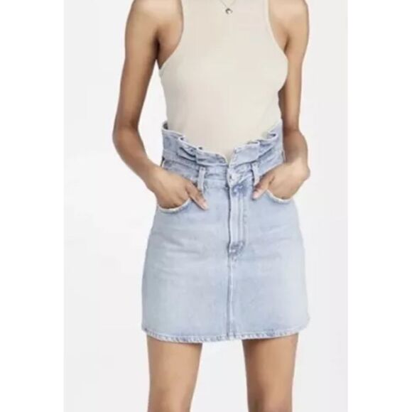 Agolde Lettuce Denim Mini Skirt Organic Cotton Womens Size 33 - Picture 4 of 11